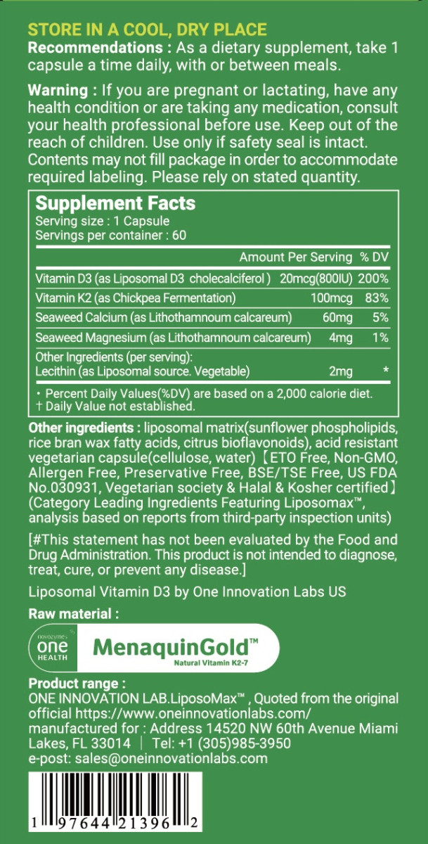 PURENESS LiNK liposomal Vitamin D3+K2